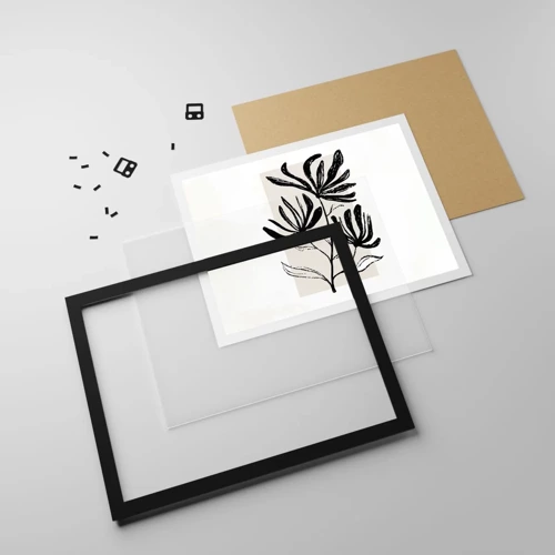 Affiche dans un cadre noir - Poster - Esquisse pour l'herbier - 50x40 cm