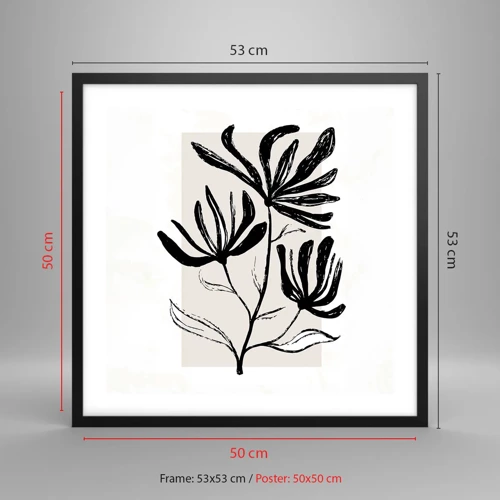Affiche dans un cadre noir - Poster - Esquisse pour l'herbier - 50x50 cm