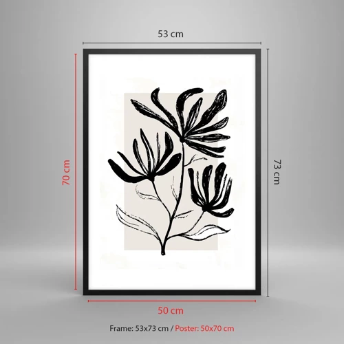 Affiche dans un cadre noir - Poster - Esquisse pour l'herbier - 50x70 cm