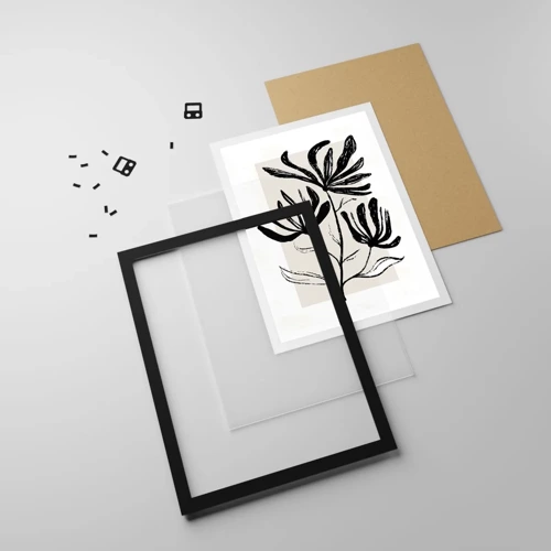 Affiche dans un cadre noir - Poster - Esquisse pour l'herbier - 50x70 cm