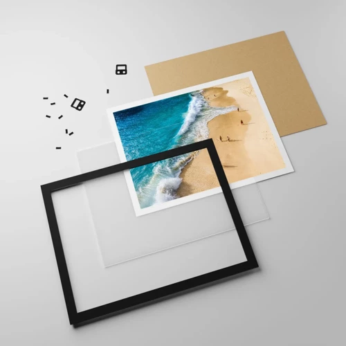 Affiche dans un cadre noir - Poster - Et ensuite le soleil, la plage… - 91x61 cm