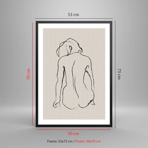 Affiche dans un cadre noir - Poster - Femme nue - 50x70 cm