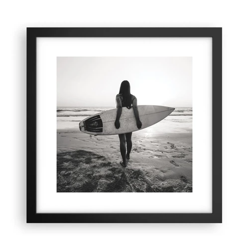 Affiche dans un cadre noir - Poster - Fille des vagues de la mer - 30x30 cm