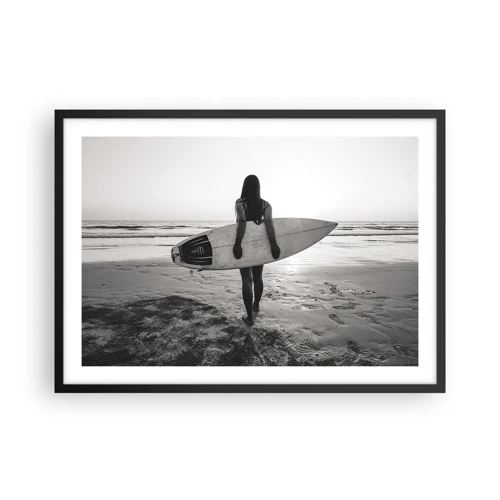 Affiche dans un cadre noir - Poster - Fille des vagues de la mer - 70x50 cm