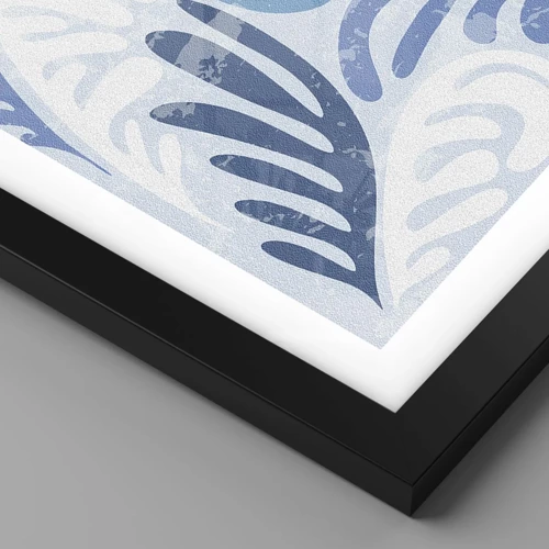Affiche dans un cadre noir - Poster - Fougères bleues - 40x40 cm