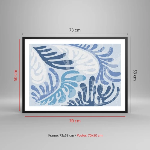 Affiche dans un cadre noir - Poster - Fougères bleues - 70x50 cm