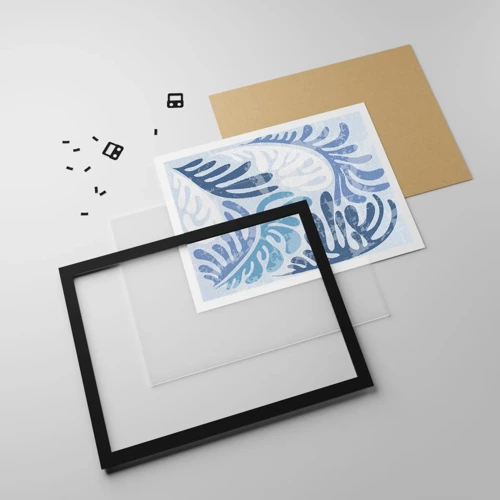 Affiche dans un cadre noir - Poster - Fougères bleues - 91x61 cm