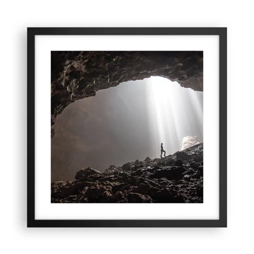 Affiche dans un cadre noir - Poster - Grotte lumineuse - 40x40 cm