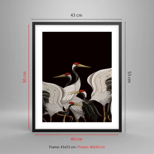 Affiche dans un cadre noir - Poster - Histoire d'oiseaux - 40x50 cm