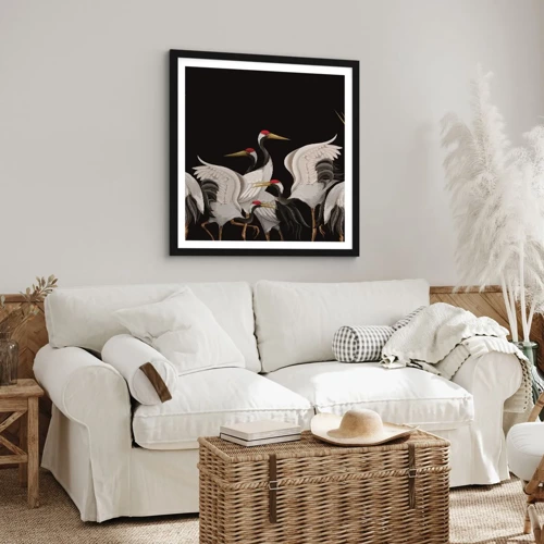 Affiche dans un cadre noir - Poster - Histoire d'oiseaux - 50x50 cm