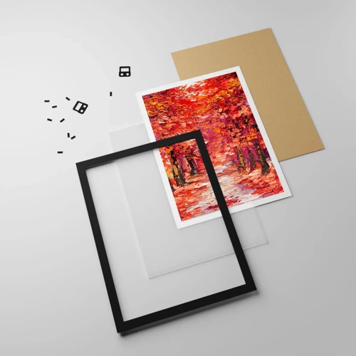 Affiche dans un cadre noir - Poster - Impression d'automne - 30x40 cm