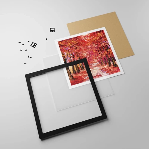 Affiche dans un cadre noir - Poster - Impression d'automne - 50x50 cm