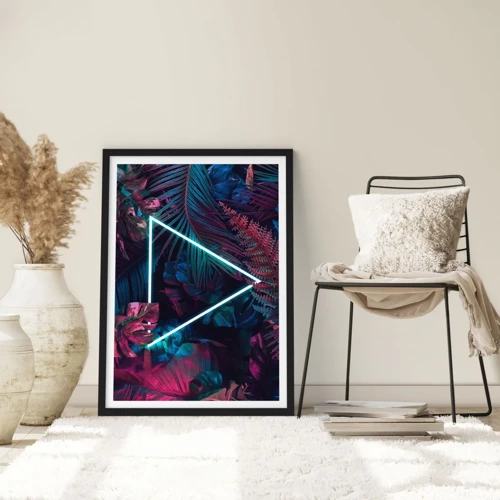 Affiche dans un cadre noir - Poster - Jardin de style disco - 40x50 cm