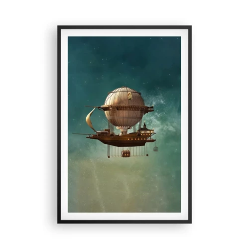 Affiche dans un cadre noir - Poster - Jules Verne vous salue - 61x91 cm