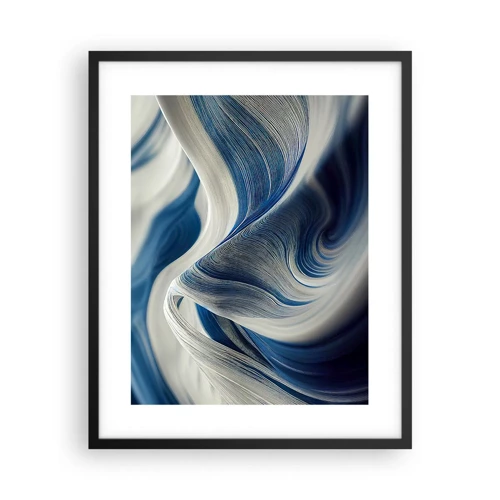 Affiche dans un cadre noir - Poster - La fluidité du bleu et du blanc - 40x50 cm