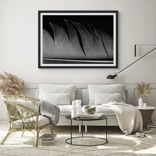 Affiche dans un cadre noir - Poster - La plume – un design magnifique - 70x50 cm