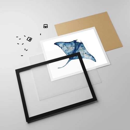Affiche dans un cadre noir - Poster - La vie en bleu - 50x40 cm