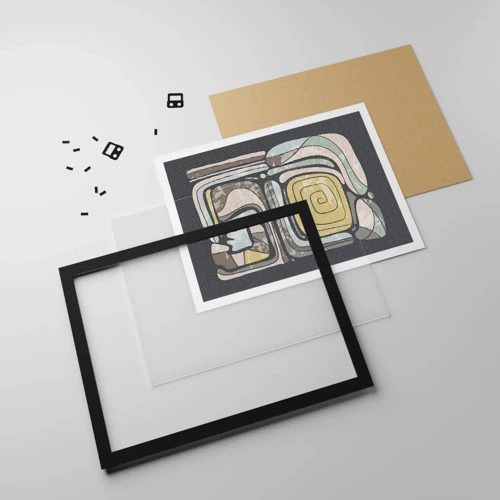 Affiche dans un cadre noir - Poster - L'abstraction dans l'esprit précolombien - 50x40 cm