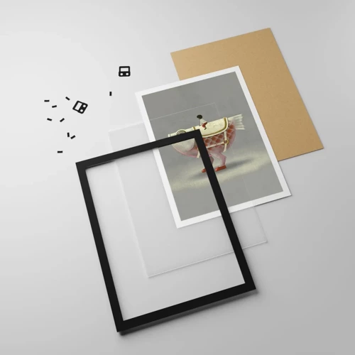 Affiche dans un cadre noir - Poster - Le cavalier poisson - 30x40 cm