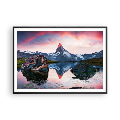 Affiche dans un cadre noir - Poster - Le coeur des montagnes est chaud - 100x70 cm