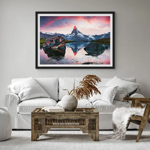 Affiche dans un cadre noir - Poster - Le coeur des montagnes est chaud - 70x50 cm