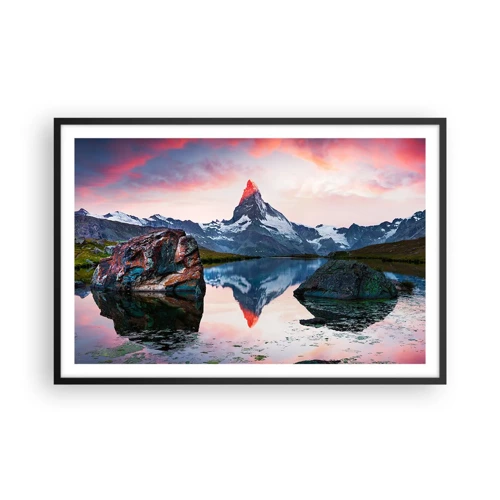Affiche dans un cadre noir - Poster - Le coeur des montagnes est chaud - 91x61 cm