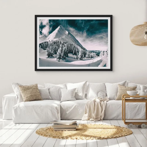 Affiche dans un cadre noir - Poster - Le pays de la neige et de la glace - 100x70 cm