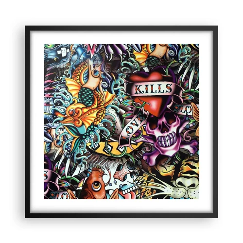 Affiche dans un cadre noir - Poster - Le rêve du tatoueur - 50x50 cm