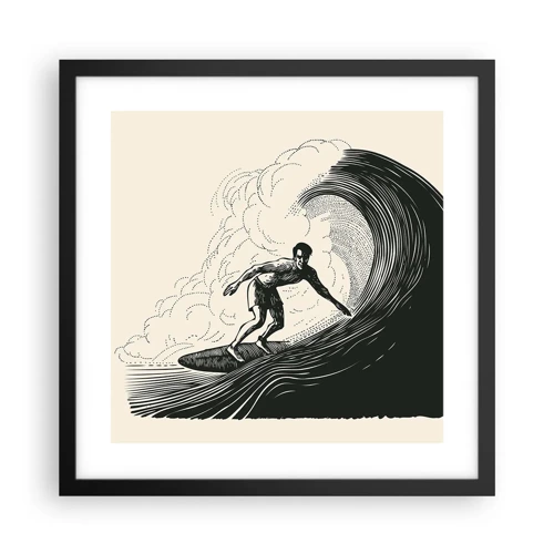 Affiche dans un cadre noir - Poster - Le roi de la vague - 40x40 cm