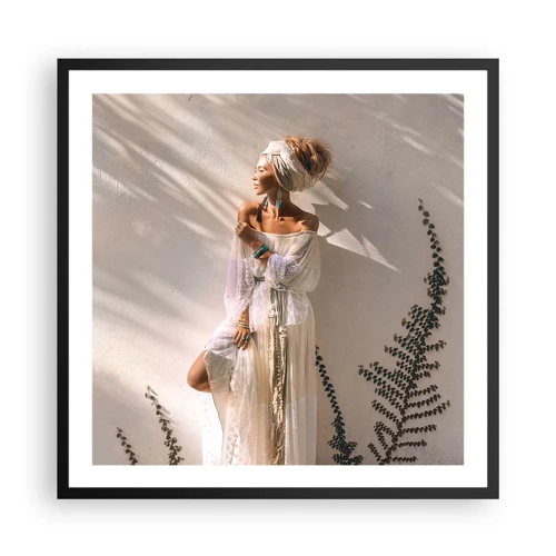Affiche dans un cadre noir - Poster - Le soleil et la fille - 60x60 cm