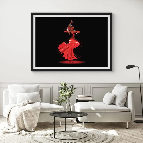 Affiche dans un cadre noir - Poster - L'esprit fougueux du flamenco - 70x50 cm