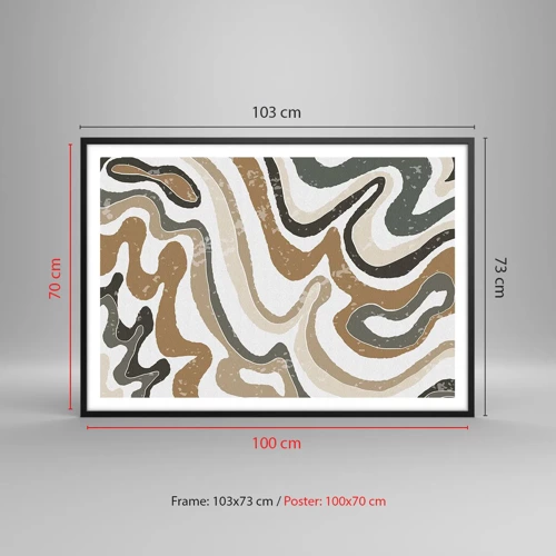 Affiche dans un cadre noir - Poster - Méandres de couleurs de la terre - 100x70 cm