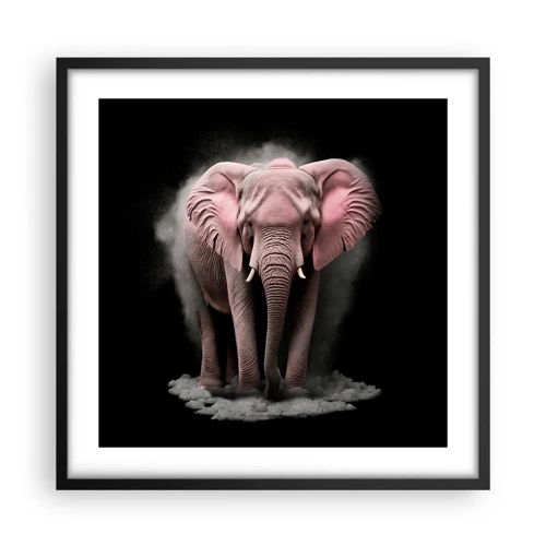 Affiche dans un cadre noir - Poster - Ne pensez pas à un éléphant rose ! - 50x50 cm