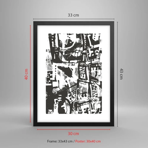 Affiche dans un cadre noir - Poster - Ordre ou chaos? - 30x40 cm