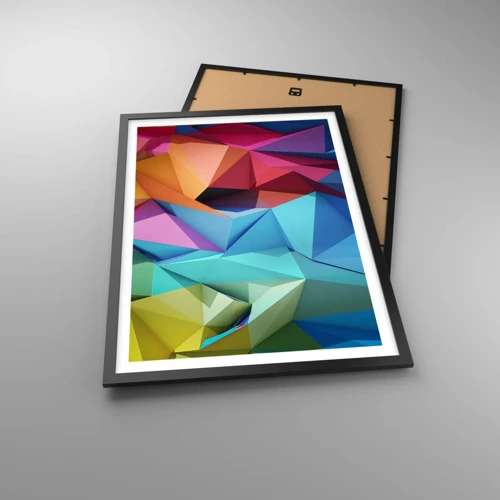 Affiche dans un cadre noir - Poster - Origami arc-en-ciel - 50x70 cm