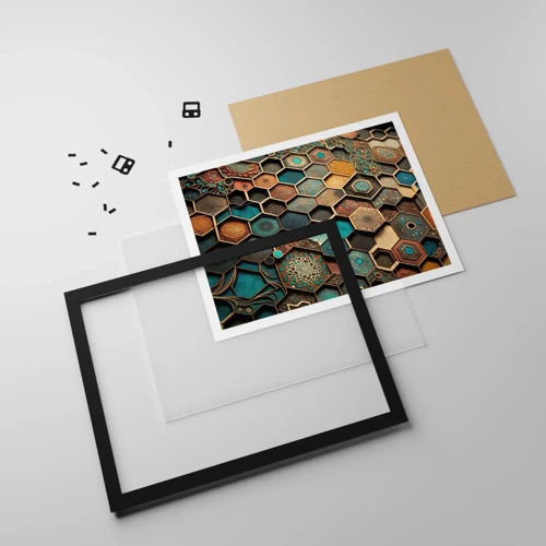 Affiche dans un cadre noir - Poster - Ornements arabes – variation - 91x61 cm