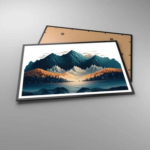 Affiche dans un cadre noir - Poster - Paysage de montagne parfait - 100x70 cm