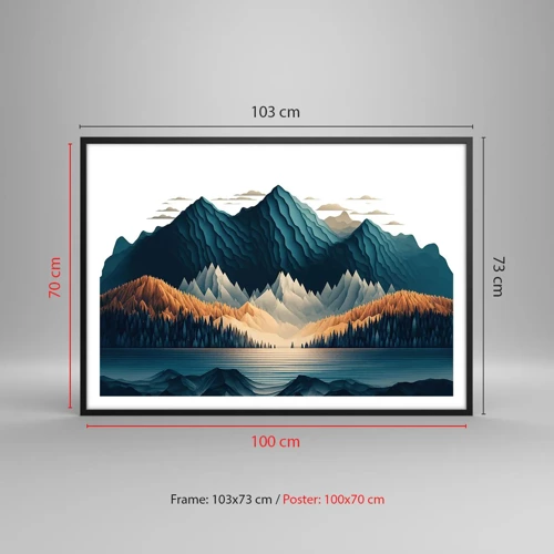 Affiche dans un cadre noir - Poster - Paysage de montagne parfait - 100x70 cm