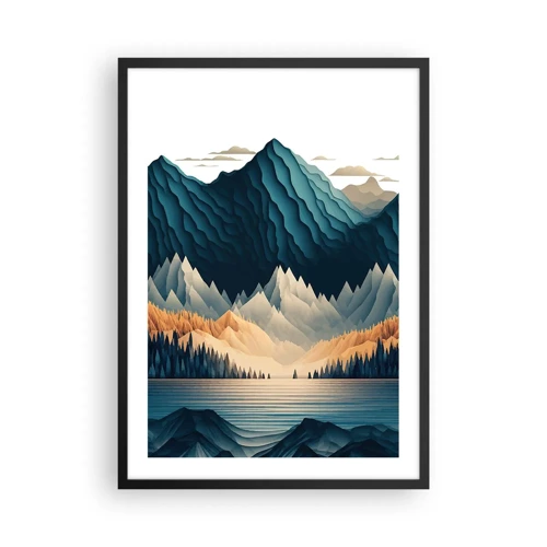 Affiche dans un cadre noir - Poster - Paysage de montagne parfait - 50x70 cm