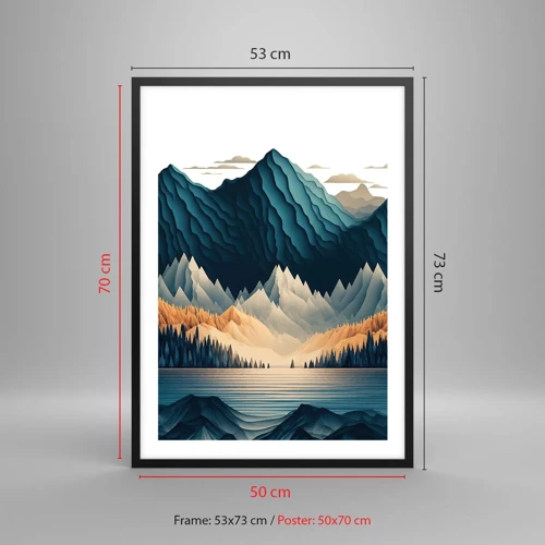 Affiche dans un cadre noir - Poster - Paysage de montagne parfait - 50x70 cm