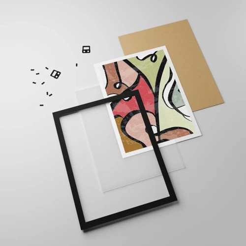 Affiche dans un cadre noir - Poster - Pirouettes parmi les couleurs - 30x40 cm