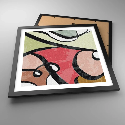 Affiche dans un cadre noir - Poster - Pirouettes parmi les couleurs - 40x40 cm