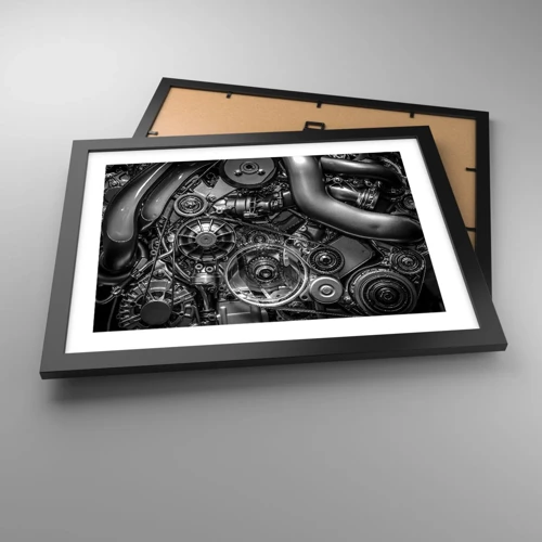 Affiche dans un cadre noir - Poster - Poésie mécanique - 40x30 cm