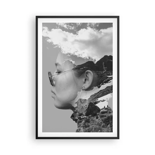 Affiche dans un cadre noir - Poster - Portrait de montagnes et nuages - 61x91 cm