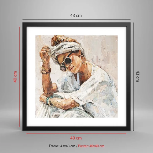 Affiche dans un cadre noir - Poster - Portrait en plein soleil - 40x40 cm