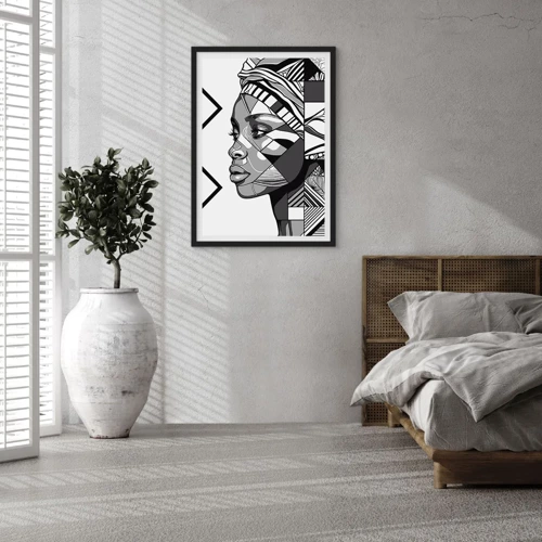 Affiche dans un cadre noir - Poster - Portrait ethnique - 40x50 cm
