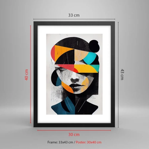 Affiche dans un cadre noir - Poster - Portrait intérieur multicolore - 30x40 cm