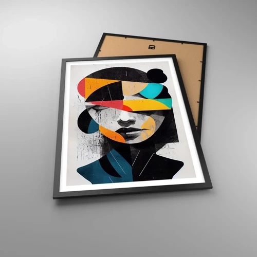 Affiche dans un cadre noir - Poster - Portrait intérieur multicolore - 50x70 cm