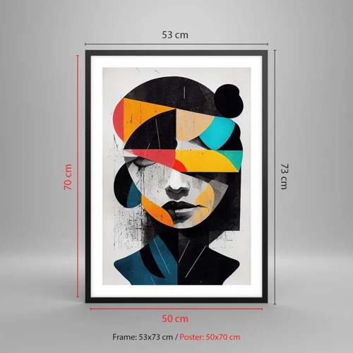 Affiche dans un cadre noir - Poster - Portrait intérieur multicolore - 50x70 cm