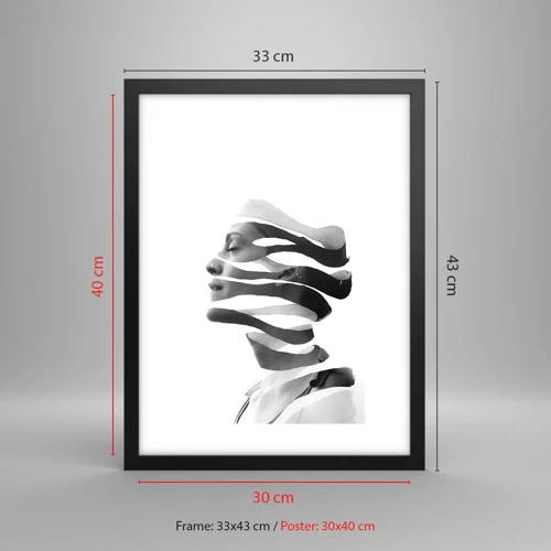 Affiche dans un cadre noir - Poster - Portrait surréaliste - 30x40 cm
